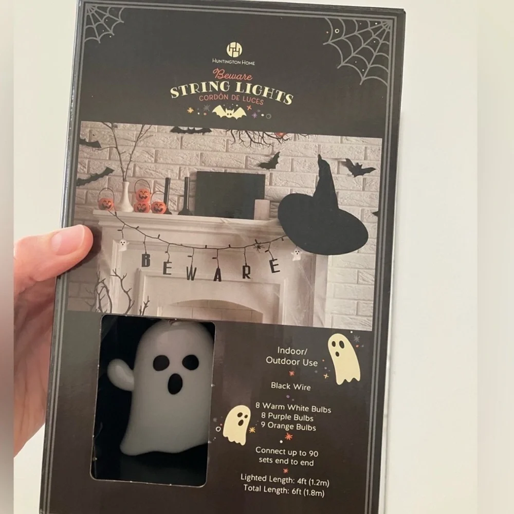 Huntington Home “Beware” Halloween String Lights – Ghost & Letter Garland (EUC)